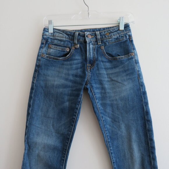 R13 Boy Skinny Jeans in Emerson Blue Wash Raw Hem - Size 24 - Picture 3 of 14